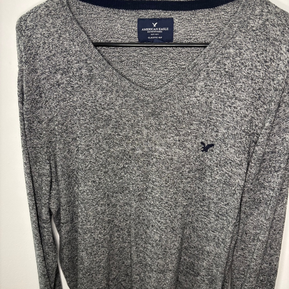 Grey Oversized V Neck Sweater